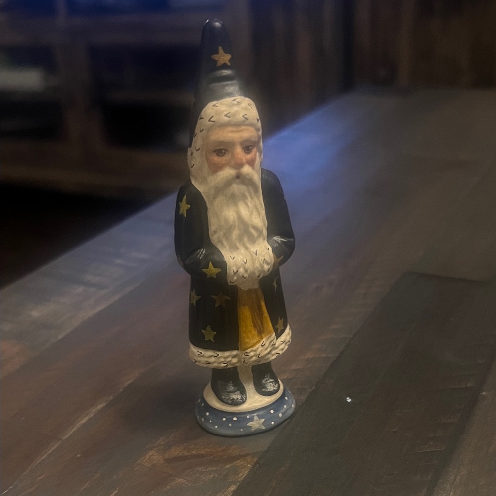 Vaillancourt Blue and Gold Santa Figurine: 2015 Starlight Santa